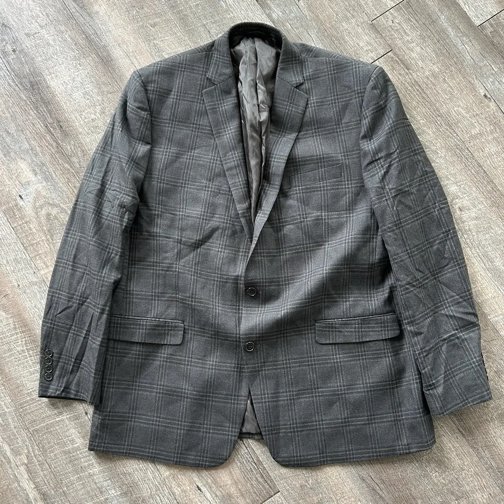 Lauren Ralph Lauren Mens Plaid Wool Silk Blend Sport Coat Blazer Size 48XL